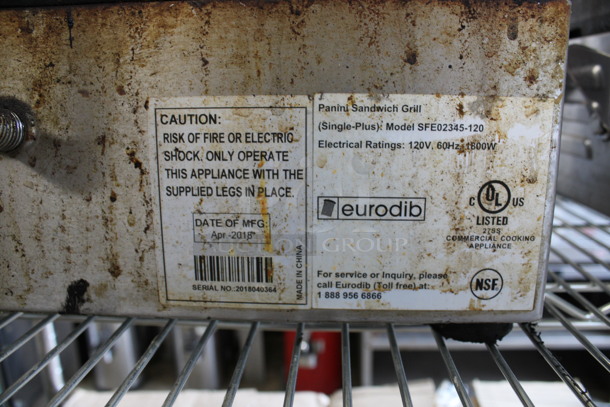 Eurodib Model SFE02345-120 Stainless Steel Commercial Countertop Panini Press. 120 Volts, 1 Phase. 20x18x9. Tested and Working! - Image 6 of 7