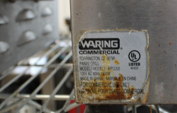 Waring Model WPG250 Stainless Steel Commercial Countertop Panini Press. 120 Volts, 1 Phase. 19x17x9. Tested and Working! - Image 5 of 7