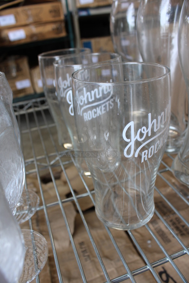 4 Johnny Rockets Logo Beverage Glasses. 3.25x3.25x6. 4 Times Your Bid! - Image 2 of 3