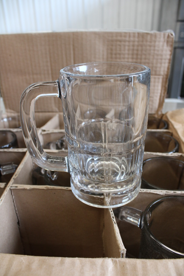 12 BRAND NEW IN BOX! Libbey 5364 12 oz Glass Mugs. 5x3.5x5.5. 12 Times Your Bid!