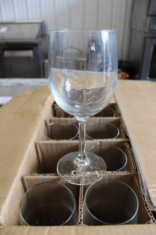 24 BRAND NEW IN BOX! Libbey 8564SR Sheer Rim 8.5 oz Bristol White Wine Glasses. 2.75x2.75x6.75. 24 Times Your Bid!