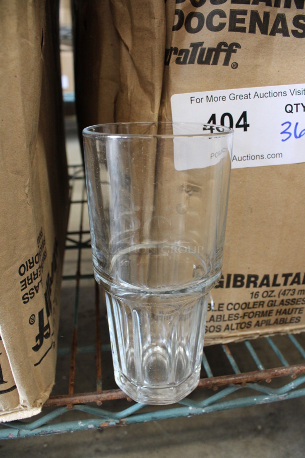 36 BRAND NEW IN BOX! Libbey 15651 Gibraltar 16 oz Stackable Cooler Glasses. 3x3x6.5. 36 Times Your Bid!