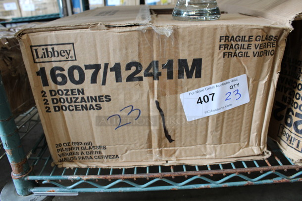 23 BRAND NEW IN BOX! Libbey 1607/1241M 20 oz Pilsner Glasses w/ Logo. 3.5x3.5x8.25. 23 Times Your Bid! - Image 3 of 3