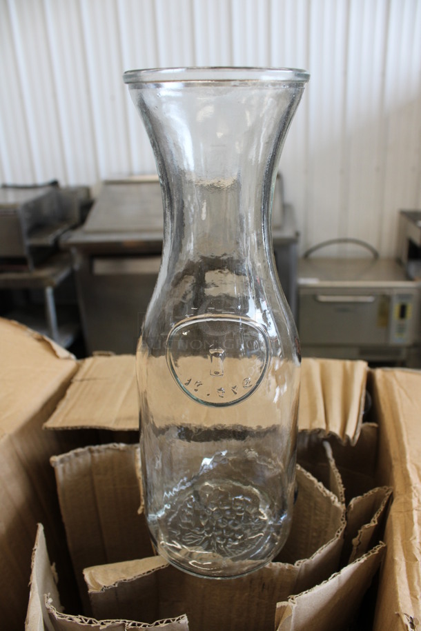 5 BRAND NEW IN BOX! Glass Wine Carafes. 3.75x3.75x10.75. 5 Times Your Bid!