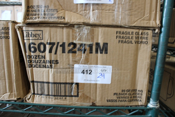 24 BRAND NEW IN BOX! Libbey 1607/1241M 20 oz Pilsner Beverage Glasses w/ Logo. 3.5x3.5x8.25. 24 Times Your Bid! - Image 3 of 3