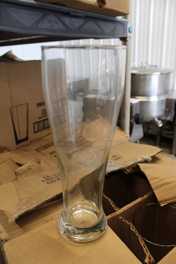 24 BRAND NEW IN BOX! Libbey 1610 23 oz Giant Beer Glasses. 3.5x3.5x9. 24 Times Your Bid!