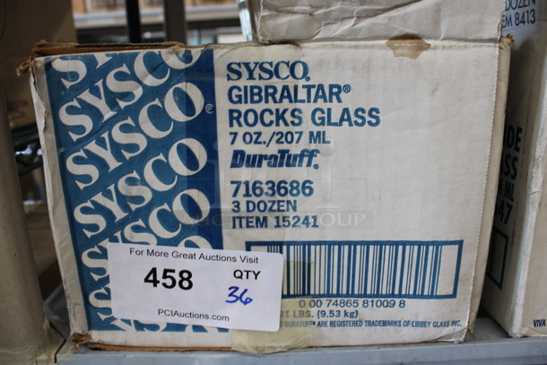 36 BRAND NEW IN BOX! Sysco Gibraltar 7 oz Rocks Glasses. 3x3x3. 36 Times Your Bid! - Image 3 of 3