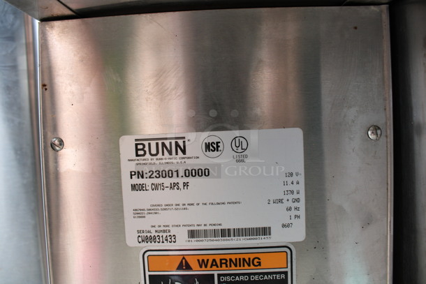 Bunn Model CW15-APS Stainless Steel Commercial Countertop Coffee Machine. 120 Volts, 1 Phase. 8x18x24 - Image 3 of 4