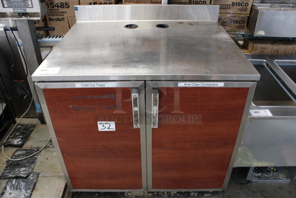 Duke Stainless Steel Counter w/ 2 Wood Pattern Doors. 36x30x40 - Image 1 of 5