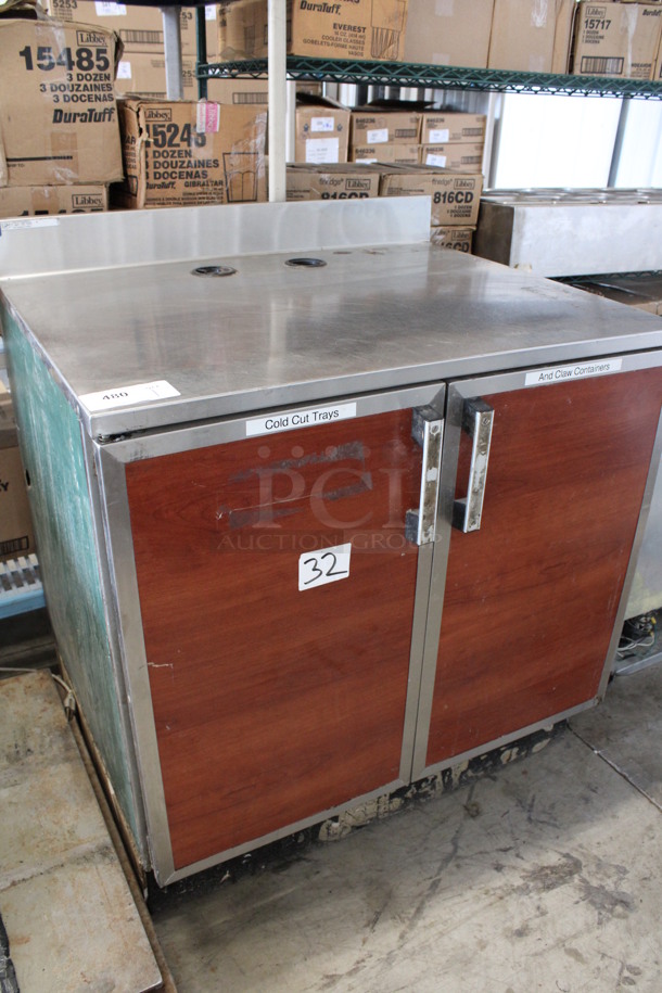 Duke Stainless Steel Counter w/ 2 Wood Pattern Doors. 36x30x40 - Image 3 of 5