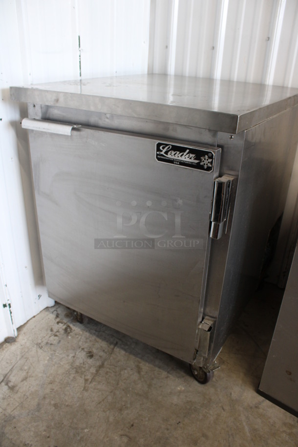 Leader Model LB27S/C Stainless Steel Commercial Single Door Undercounter Cooler on Commercial Casters. 115 Volts, 1 Phase. 27x32x35.5. Tested and Powers On But Does Not Get Cold - Image 3 of 5