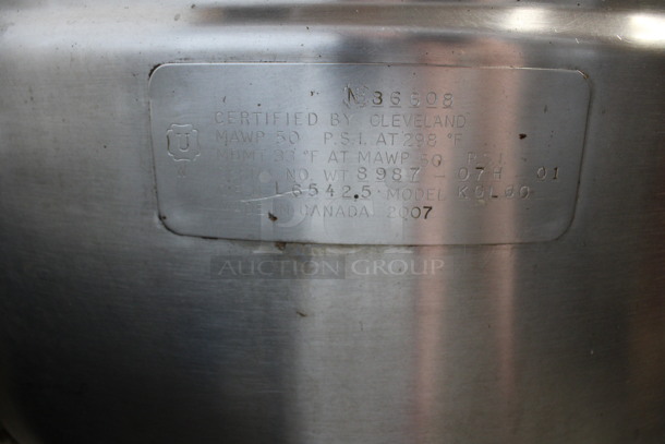SWEET! Cleveland Model KGL60 Stainless Steel Commercial Floor Style Natural Gas Powered 60 Gallon Tilting Kettle. 42x42x54 - Image 6 of 7