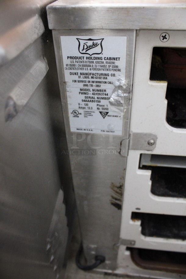Duke Model FWM3 Stainless Steel Commercial Countertop Dedicated Holding Bin w/ 8 Drop In Bins. 120 Volts, 1 Phase. 21x16x22. Tested and Working! - Image 5 of 5
