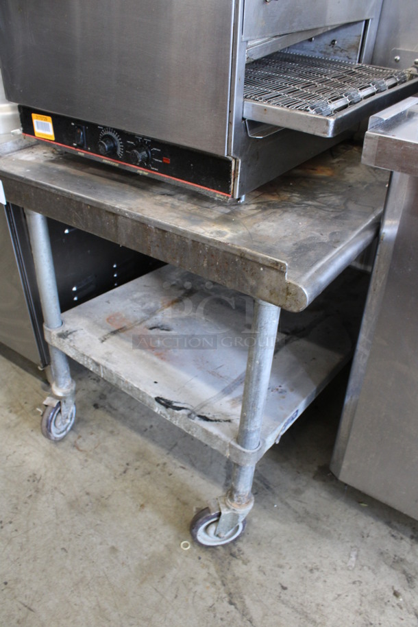 Stainless Steel Commercial Table w/ Metal Undershelf on Commercial Casters. 39.5x30x30 - Image 2 of 5
