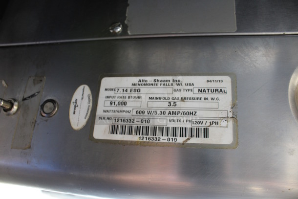 2 2013 Alto Shaam Model 7.14 ESG Stainless Steel Commercial Natural Gas Powered Combitherm Convection Ovens w/ View Through Doors on Commercial Casters. 91,000 BTU. 48x42x73. 2 Times Your Bid! - Image 5 of 9