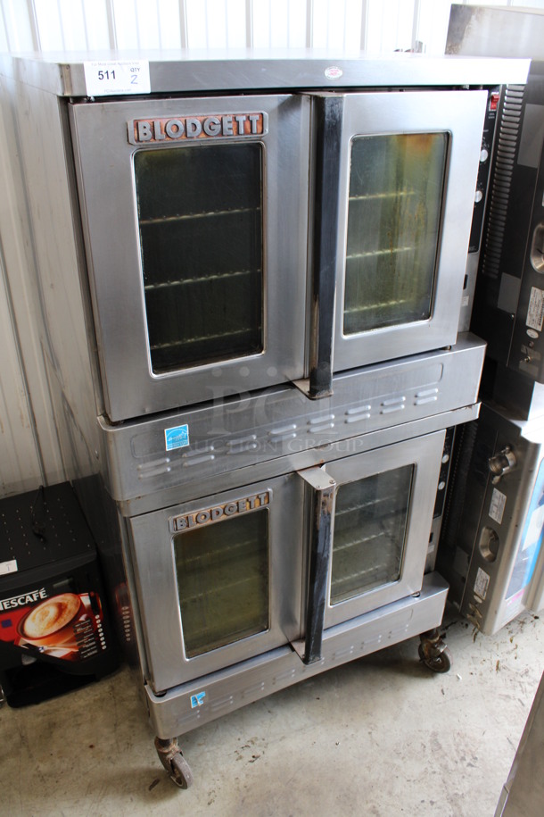 2 Blodgett Zephaire ENERGY STAR Stainless Steel Commercial Natural Gas Powered Full Size Convection Oven w/ View Through Doors, Metal Oven Racks and Thermostatic Controls on Commercial Casters. 38x37x73. 2 Times Your Bid! - Image 1 of 11