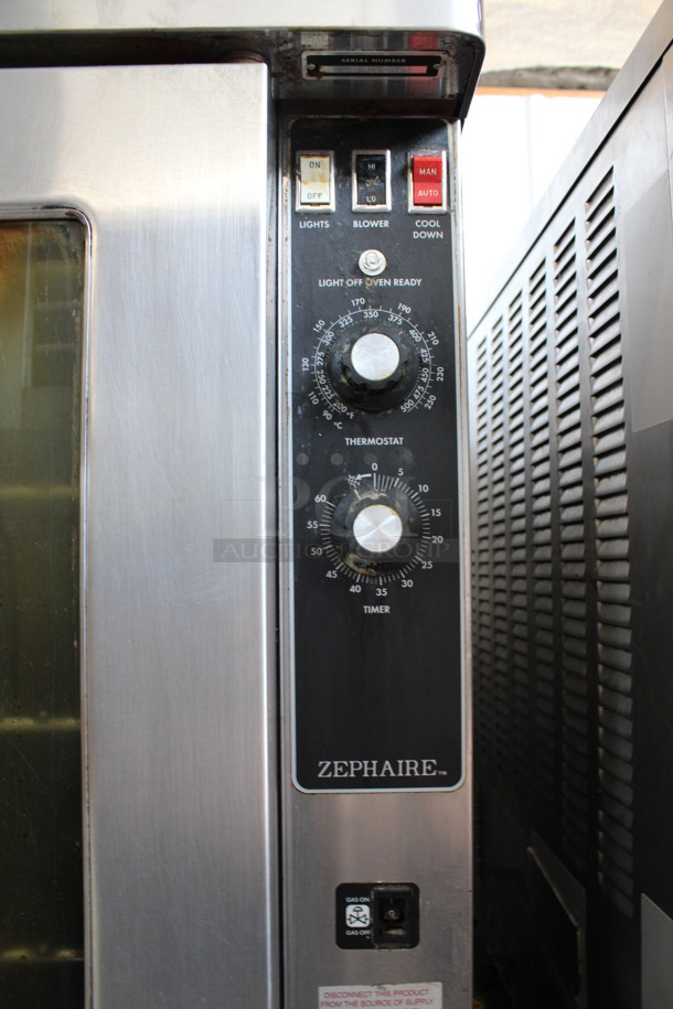 2 Blodgett Zephaire ENERGY STAR Stainless Steel Commercial Natural Gas Powered Full Size Convection Oven w/ View Through Doors, Metal Oven Racks and Thermostatic Controls on Commercial Casters. 38x37x73. 2 Times Your Bid! - Image 5 of 11