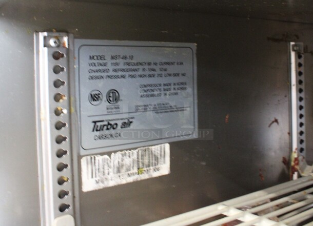 Turbo Air Model MST-48-18 Stainless Steel Commercial Sandwich Salad Prep Table Bain Marie Mega Top on Commercial Casters. 115 Volts, 1 Phase. 49x34x45. Tested and Working! - Image 7 of 7