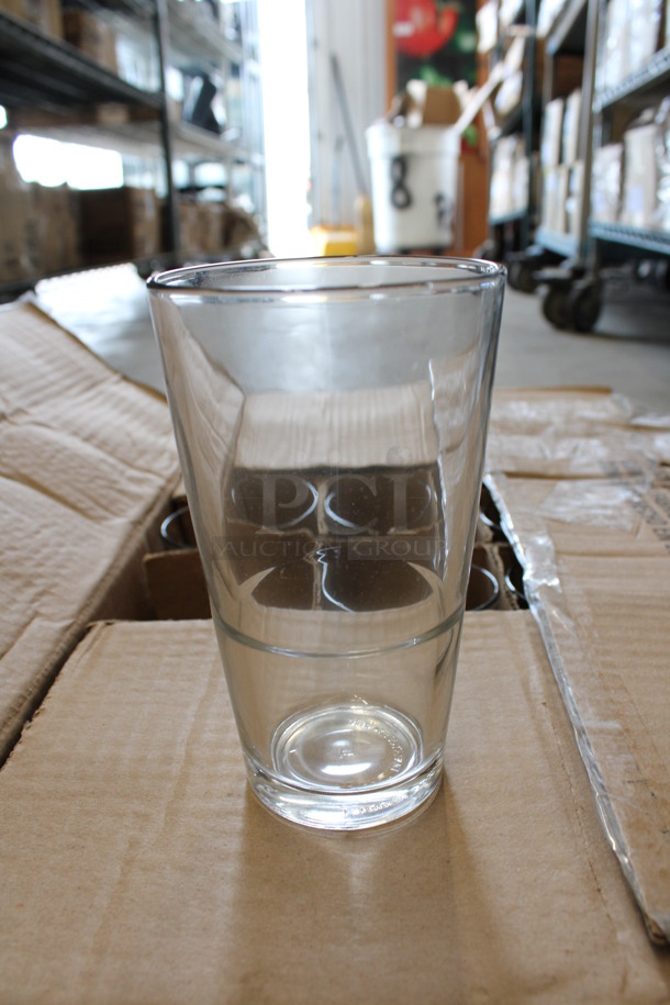 24 BRAND NEW IN BOX! Libbey 15790  DuraTuff 16 oz Stacking Mixing Glasses. 3.5x3.5x6. 24 Times Your Bid!