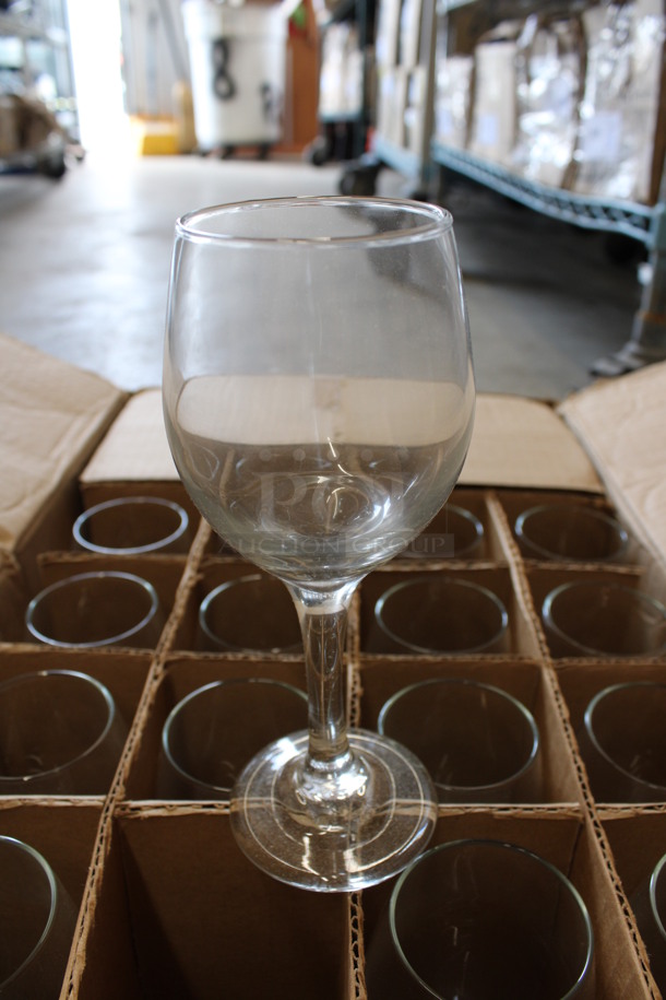 24 BRAND NEW IN BOX! Libbey 3065 Perception 8 oz White Wine Glasses. 3x3x7. 24 Times Your Bid!