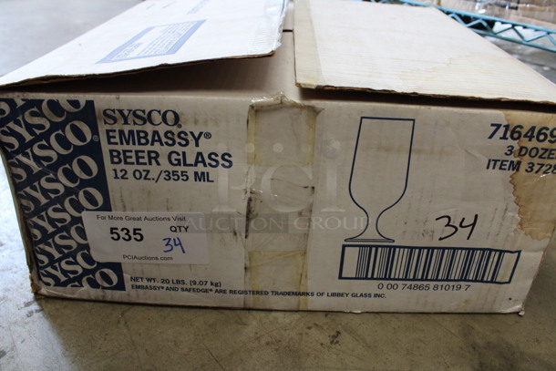 36 BRAND NEW IN BOX! Sysco Embassy Beer  Glasses. 2.75x2.75x7. 36 Times Your Bid! - Image 3 of 3