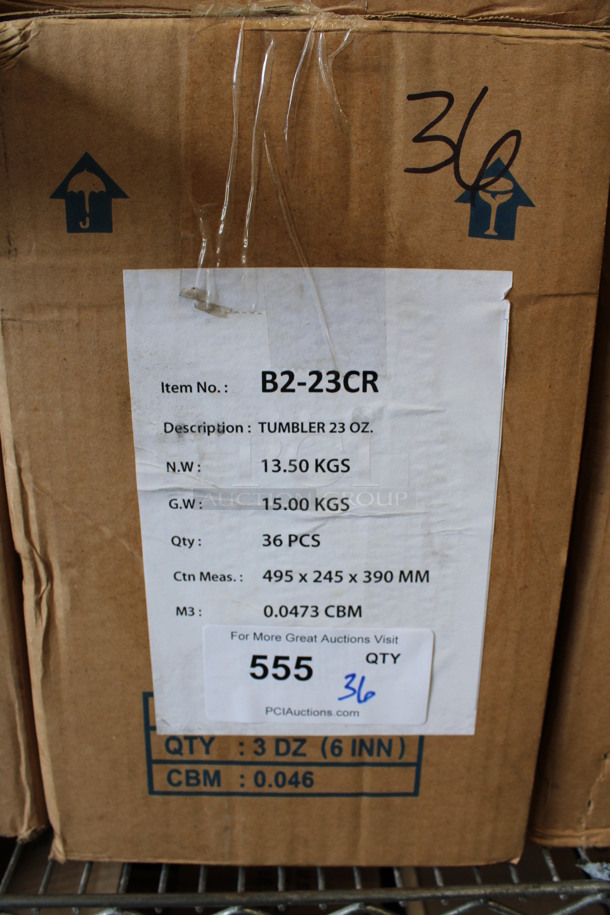 36 BRAND NEW IN BOX! B2-23CR 23 oz Beverage Tumbler Glasses. 3x3x7.25. 36 Times Your Bid! - Image 3 of 3