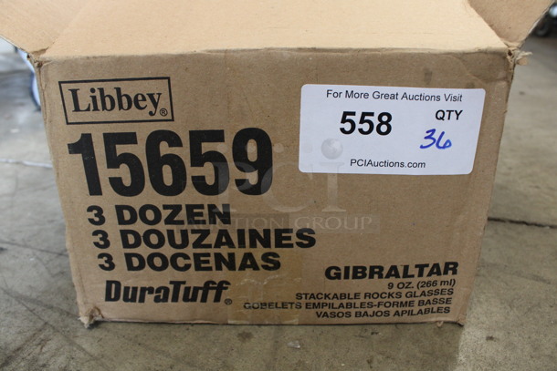 36 BRAND NEW IN BOX! Libbey 15659 DuraTuff Gibraltar 9 oz Stackable Rocks Glasses. 3.25x3.25x3.25. 36 Times Your Bid! - Image 3 of 3