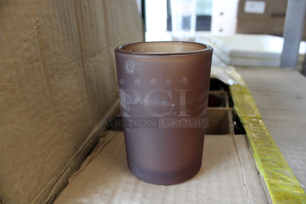 48 BRAND NEW IN BOX! Crisa Brown Frosted Vases. 2.75x2.75x4. 48 Times Your Bid! - Image 1 of 3