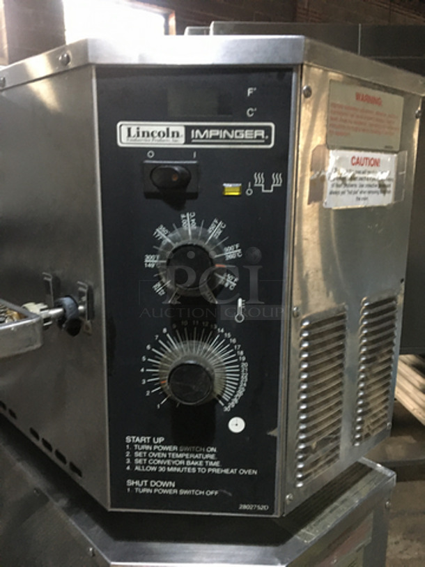 BEAUTIFUL! Lincoln Impinger Commercial Electric Powered Double Deck Conveyor Pizza Oven! All Stainless Steel! Model 11300000A Serial 2024836! 208V 1Phase! On Casters! 2 X Your Bid! Makes One Unit! Working When Removed!  - Image 6 of 10