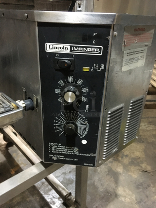 BEAUTIFUL! Lincoln Impinger Commercial Electric Powered Double Deck Conveyor Pizza Oven! All Stainless Steel! Model 11300000A Serial 2024836! 208V 1Phase! On Casters! 2 X Your Bid! Makes One Unit! Working When Removed!  - Image 7 of 10
