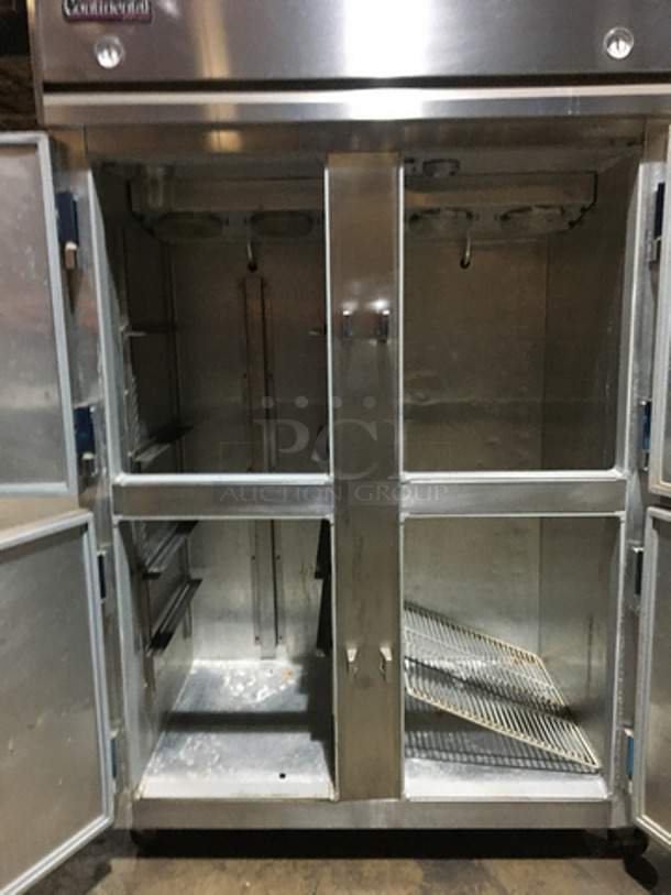Continental Commercial 4 Split Door Reach In Cooler! Model 2RFHD Serial 14523636! Each Side Controlled Individually! 115V 1 Phase! All Stainless Steel! On Casters! - Image 5 of 10