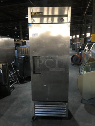True Commercial Single Door Reach In Freezer! All Stainless Steel! Model T23F Serial 7824679! 115V 1Phase! On Casters!