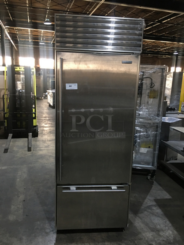 Sub Zero Commercial Single Door Reach In Refrigerator! With Built In Freezer Drawer Underneath! Stainless Steel Front! 