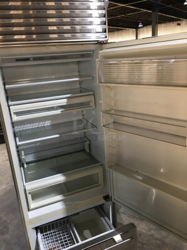 Sub Zero Commercial Single Door Reach In Refrigerator! With Built In Freezer Drawer Underneath! Stainless Steel Front!  - Image 5 of 10