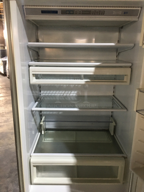 Sub Zero Commercial Single Door Reach In Refrigerator! With Built In Freezer Drawer Underneath! Stainless Steel Front!  - Image 7 of 10