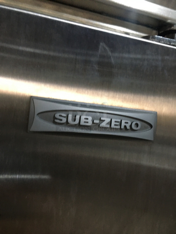 Sub Zero Commercial Single Door Reach In Refrigerator! With Built In Freezer Drawer Underneath! Stainless Steel Front!  - Image 9 of 10