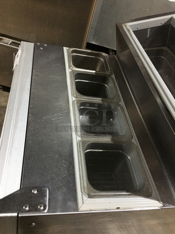 Silver King Commercial Refrigerated Prep Table! With Single Door Storage Space Underneath! All Stainless Steel! Model SKF2A Serial SACF16231A! 115V!
 - Image 5 of 8