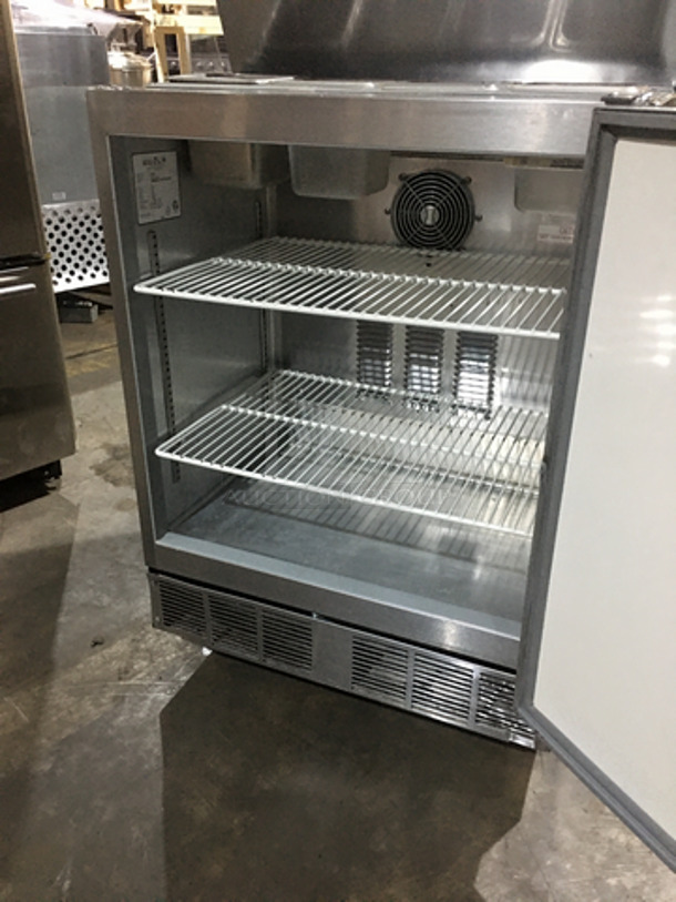 Silver King Commercial Refrigerated Prep Table! With Single Door Storage Space Underneath! All Stainless Steel! Model SKF2A Serial SACF16231A! 115V!
 - Image 7 of 8