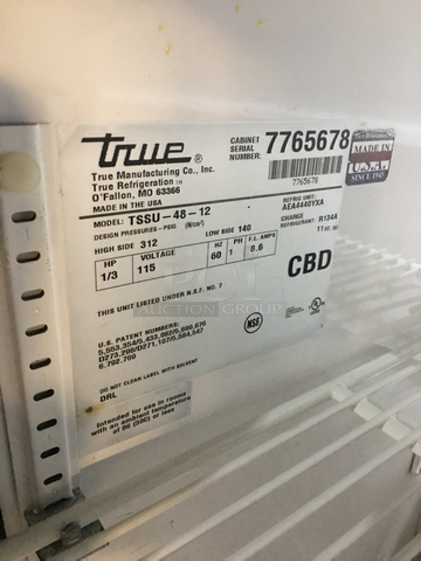 True Commercial Refrigerated Sandwich Prep Table! With 2 Door Underneath Storage Space Underneath! All Stainless Steel! Model TSSU4812 Serial 7765678! 115V 1Phase! On Commercial Casters! - Image 8 of 10
