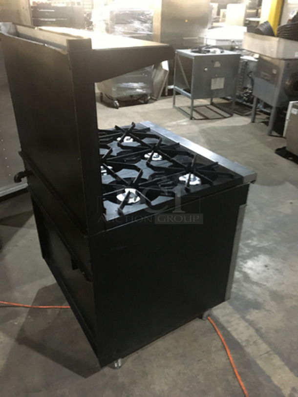 Montague Commercial Natural Gas Powered 6 Burner Stove! With Full Size Oven Underneath! With Backsplash & Overhead Salamander Shelf! All Stainless Steel! On Legs! - Image 4 of 10