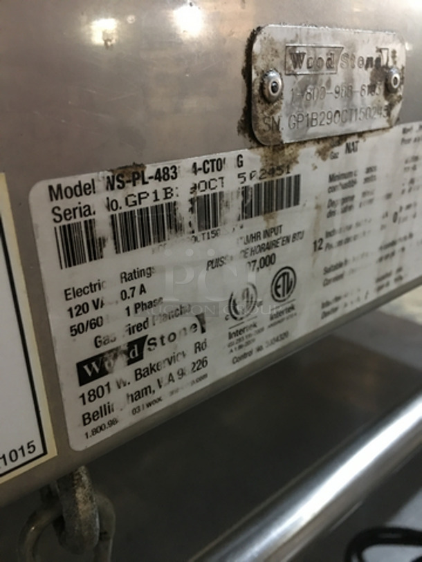 Woodstone Commercial Natural Gas Powered 48 Inch Flat Griddle! With Split Top! With Back & Side Splashes! With Underneath Storage Space! All Stainless Steel Equipment Stand! On Commercial Casters! - Image 9 of 10