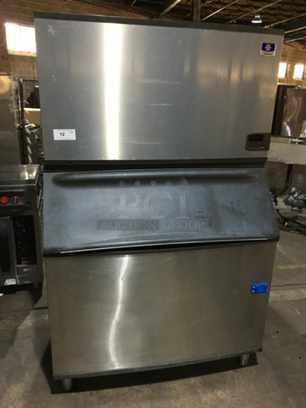 WOW! Manitowoc Commercial Ice Making Machine! On Ice Bin! All Stainless Steel! Model IY149N3263 Serial 1101261721! 208/230V 3Phase! On Legs! 2 X Your Bid! Makes One Unit!