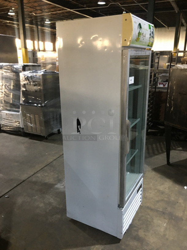 Blue Air Commercial Single Door Reach In Cooler Merchandiser! With Poly Coated Racks! Model BAGR16 Serial BAGR16L030582! 115V 1Phase! - Image 4 of 8