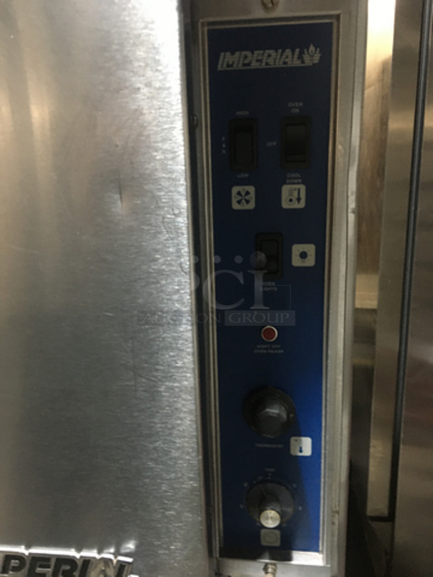 Imperial Commercial Single Deck Natural Gas Powered Convection Oven! With 1 View Through Door & 1 Solid Door! With Underneath Storage Space! All Stainless Steel! On Legs! - Image 6 of 7