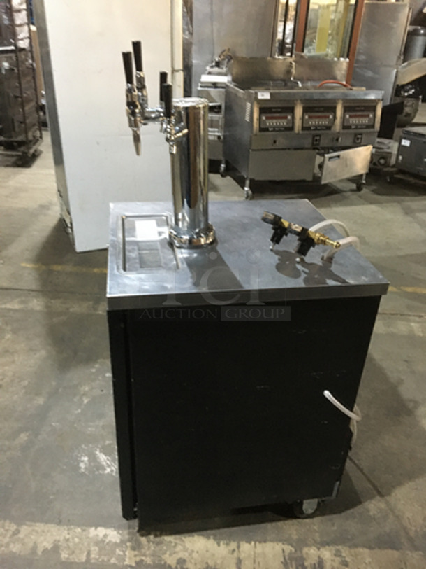 Beverage Air Commercial Refrigerated 4 Tap Kegerator! With Beer Tower! With Underneath Storage Space! Model DD24HC1B Serial 12800518! 115V 1Phase! On Casters! - Image 2 of 10