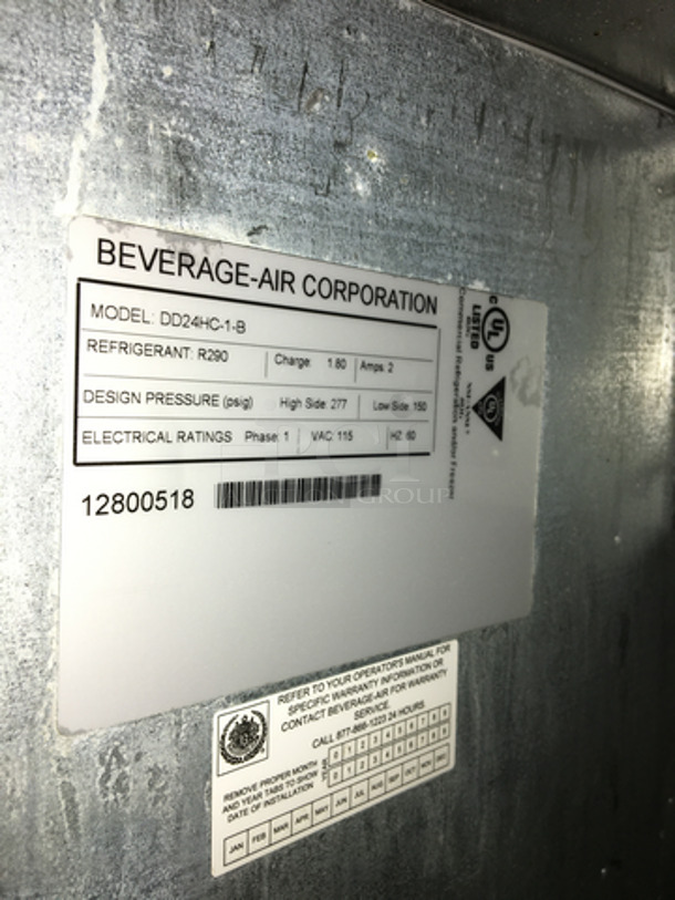 Beverage Air Commercial Refrigerated 4 Tap Kegerator! With Beer Tower! With Underneath Storage Space! Model DD24HC1B Serial 12800518! 115V 1Phase! On Casters! - Image 7 of 10