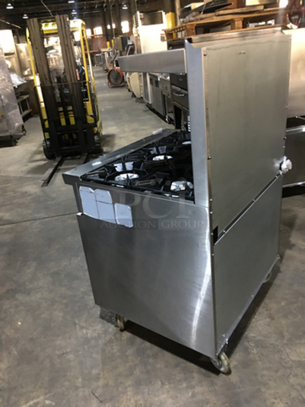 FANTASTIC! Cook Rite Commercial Natural Gas Powered 6 Burner Stove! With Full Size Oven Underneath! With Backsplash & Overhead Salamander Shelf! All Stainless Steel! On Casters! - Image 4 of 10
