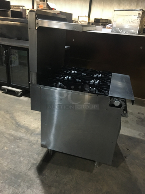 Sweet! Vulcan Natural Gas Powered Heavy Duty Commercial 6 Burner Stove With Full Size Oven Underneath! With Raised Back Splash & Salamander Shelf! On Legs! - Image 4 of 11