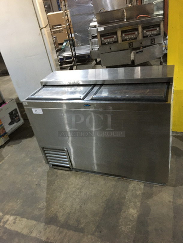 Nice! Krowne 2 Top Sliding Door Refrigerated Beer Cooler! All Stainless Steel! Model BC48SS Serial 0002! 115V 1 Phase!