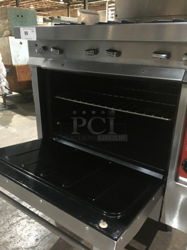 Sweet! Vulcan Natural Gas Powered Heavy Duty Commercial 6 Burner Stove With Full Size Oven Underneath! With Raised Back Splash & Salamander Shelf! On Legs! - Image 7 of 11